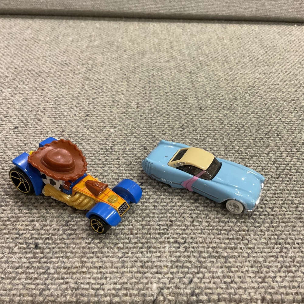 Hot Wheels Disney Pixar Toy Story 4 Woody and Bo Peep Character Cars Lot of 2